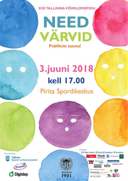 XIX Tallinna Võimlemispidu „Need värvid“ 3.juuni 2018 kell 17.00 Pirita Spordikeskuses